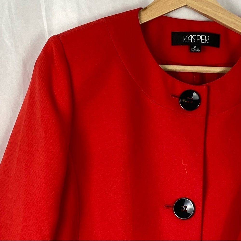 Kasper Size 8 Red Suit Blazer Jacket Open Front Separate Coat Women - Picture 5 of 16